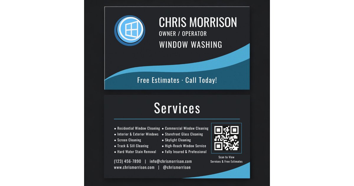 Qr Code Hand Washing Window Washing Service QR Code Business Card | Zazzle