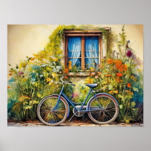 Window with a bicycle poster