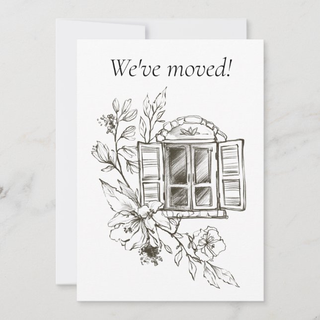 Window with a Flowering Branch New Address Announcement (Front)