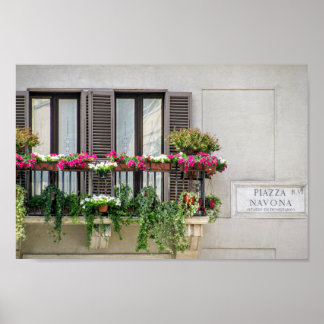 Window with Flowers (Italy) Poster