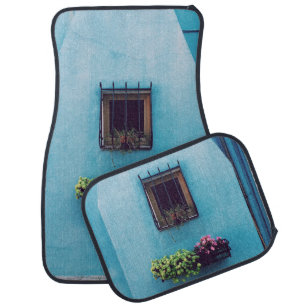 WINDOW WITH FRAME ABOVE GREEN AND PINK PETALED FLO CAR FLOOR MAT