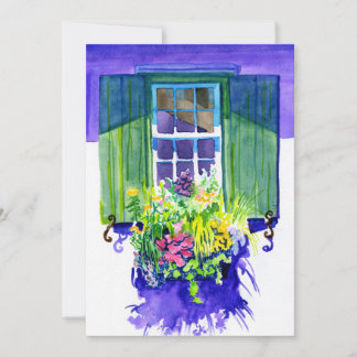 Windowbox watercolor invitation