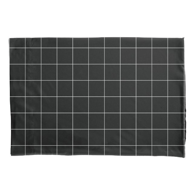 Windowpane Check Grid (white/black) Pillow Case (Front)