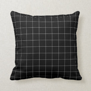 Windowpane Check Grid (white/black) Throw Pillow