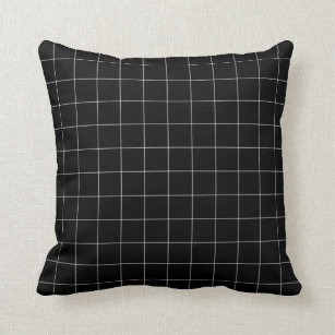 Windowpane Check Grid (white/black) Throw Pillow
