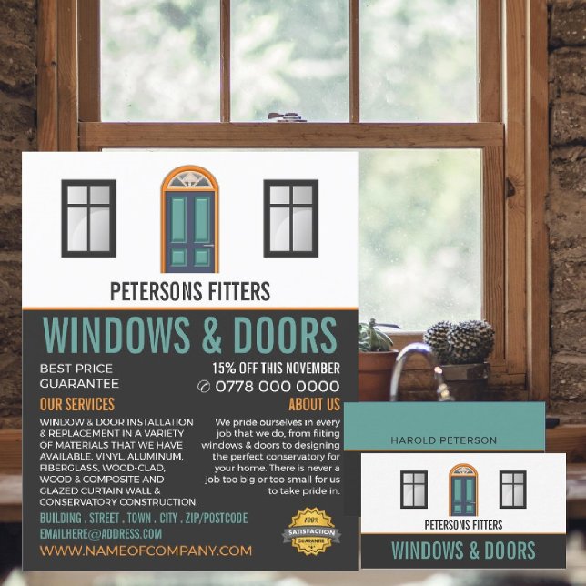 Windows & Doors, Window & Door Fitter Company Business Card (Creator Uploaded)