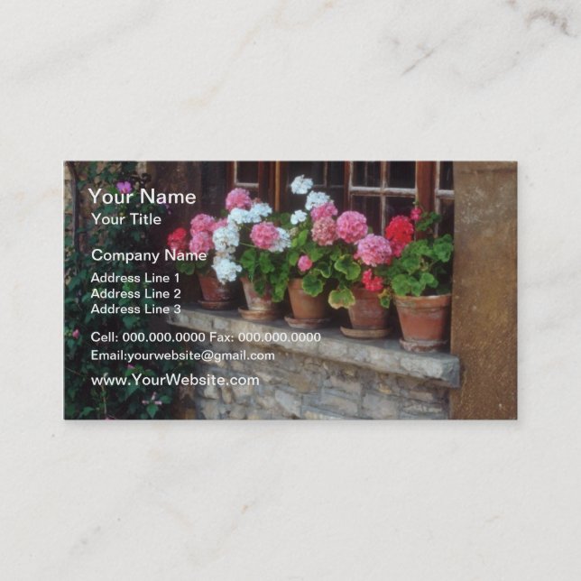 Windows In Perouges flowers Business Card (Front)