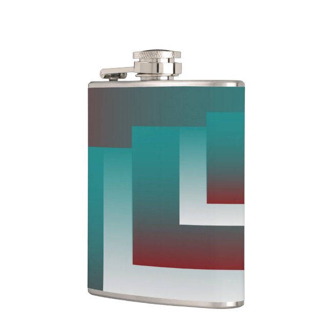 Windows in teal burgundy white flask (Left)