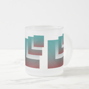 Windows in teal burgundy white frosted glass coffee mug