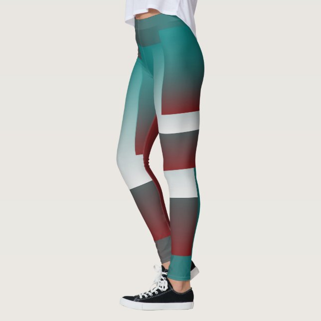 Windows in teal burgundy white leggings (Left)