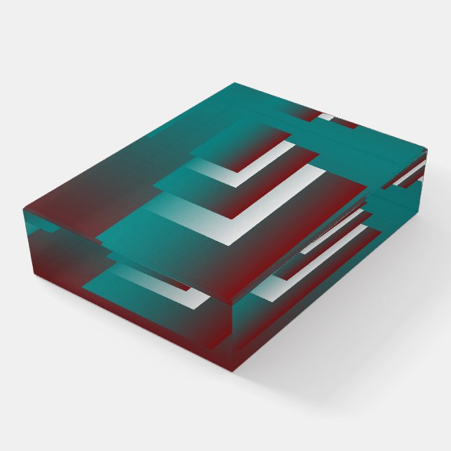 Windows in teal burgundy white paperweight (Angled)