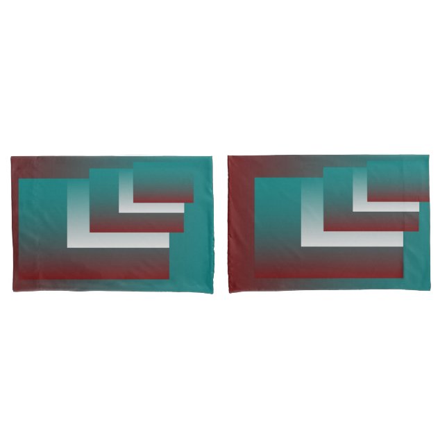 Windows in teal burgundy white pillow case (Front-Set)