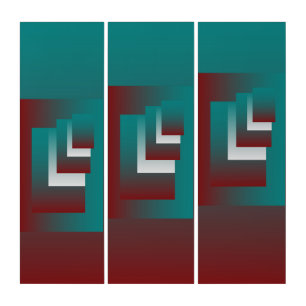 Windows in teal burgundy white triptych