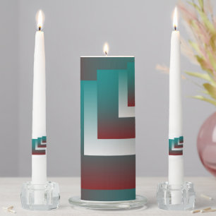 Windows in teal burgundy white unity candle set