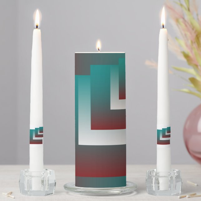 Windows in teal burgundy white unity candle set (In Situ)