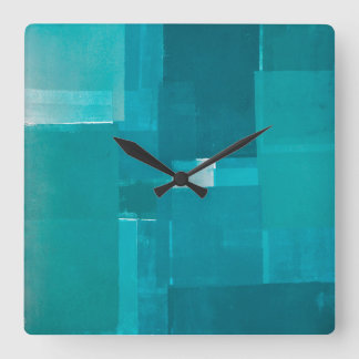 'Windows' Teal Abstract Art Square Wall Clock