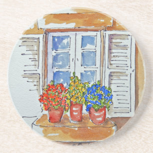 Windowsill Cheer on Sandstone Coasters