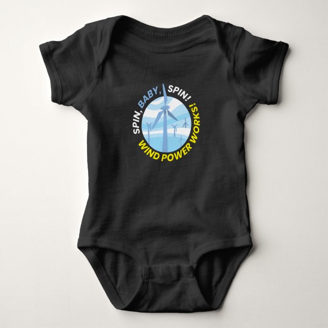 Windpower Wind Power Works Wind Energy Baby Bodysuit (Front)