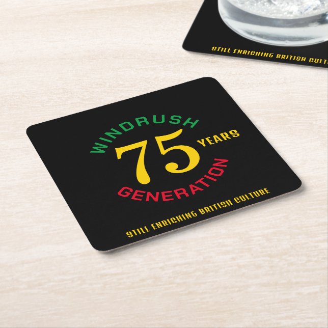Windrush 75th Anniversary Square Paper Coaster (Angled)