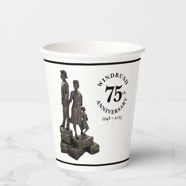 Windrush 75th Anniversary Statue Paper Cups (Front)