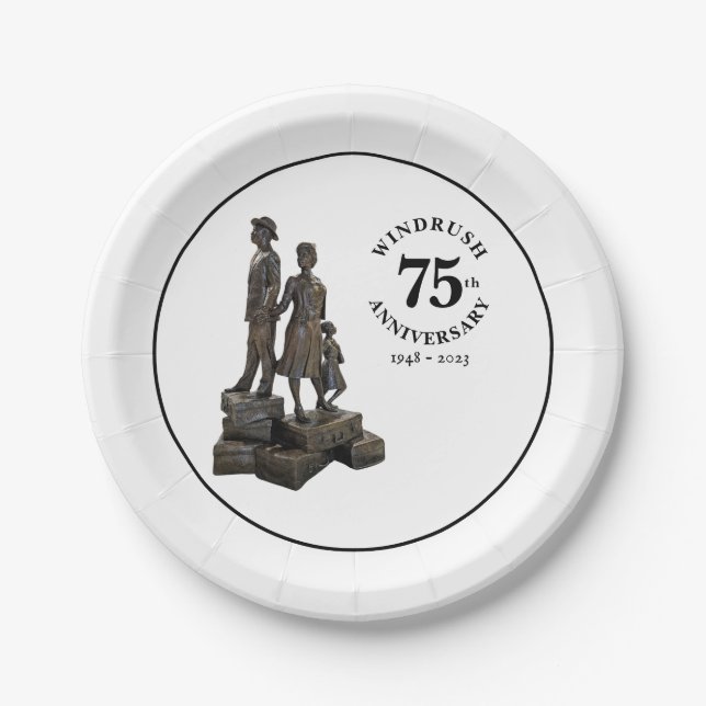 Windrush 75th Anniversary Statue Paper Plates (Front)