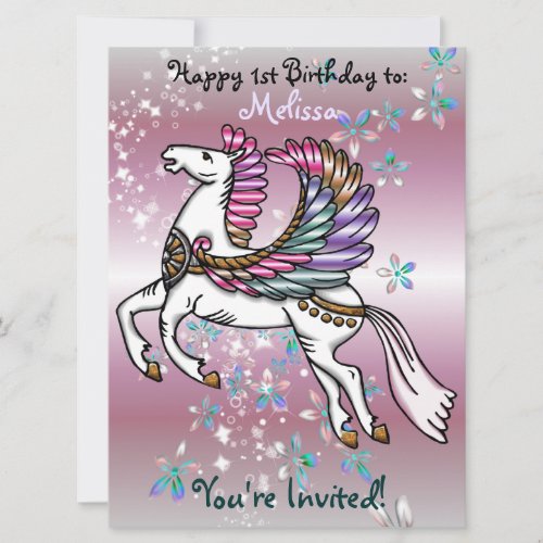 Winds and Wings Pegasus  BIRTHDAY BABY SHOWER Invites