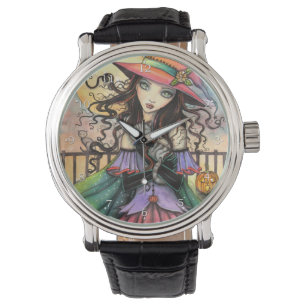 Winds of Halloween Fantasy Witch Cat Art Watch