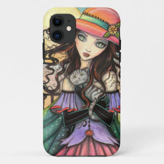 Winds of Halloween Witch Cat Fantasy Art iPhone 11 Case