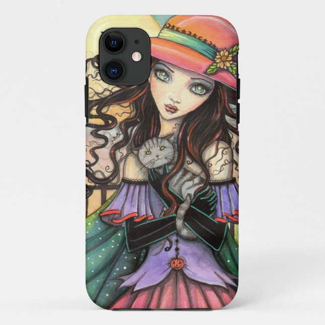 Winds of Halloween Witch Cat Fantasy Art Case-Mate iPhone Case (Back)