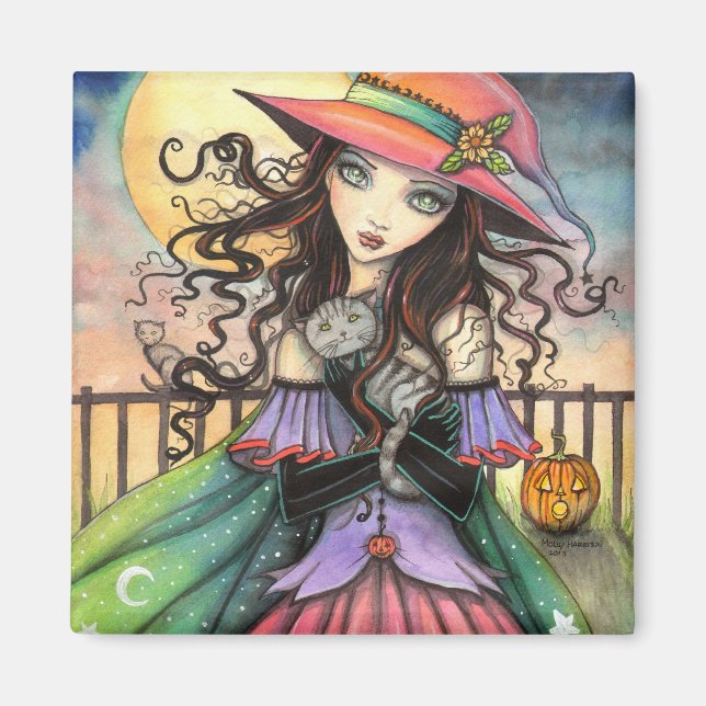 Winds of Halloween Witch Fantasy Art Magnet (Front)