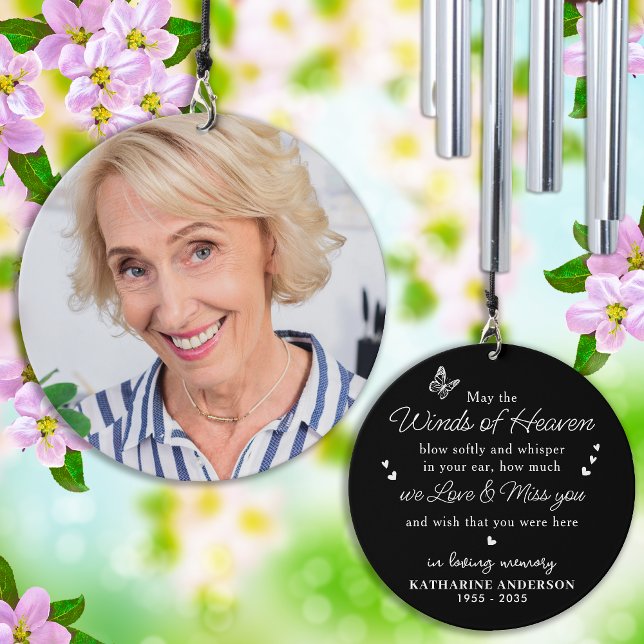 Winds of Heaven Personalized Modern Photo Memorial Wind Chime (Creator Uploaded)