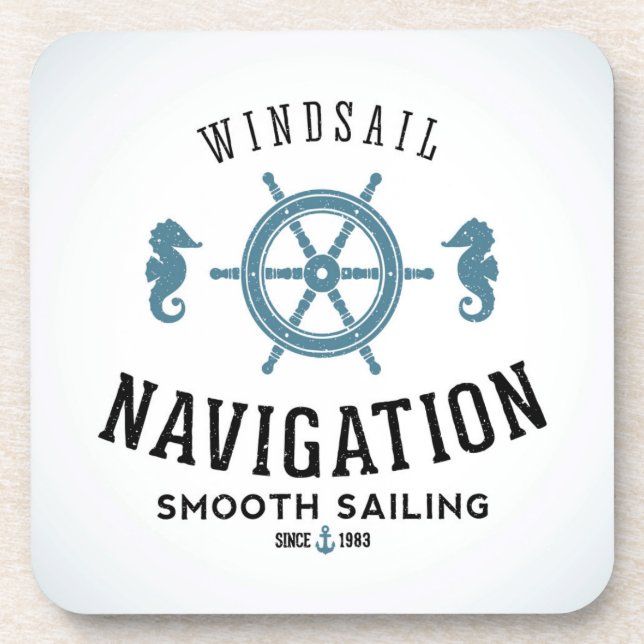 Windsail Navigation Poster Drink Coaster (Front)