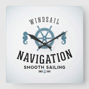 Windsail Navigation Poster Square Wall Clock