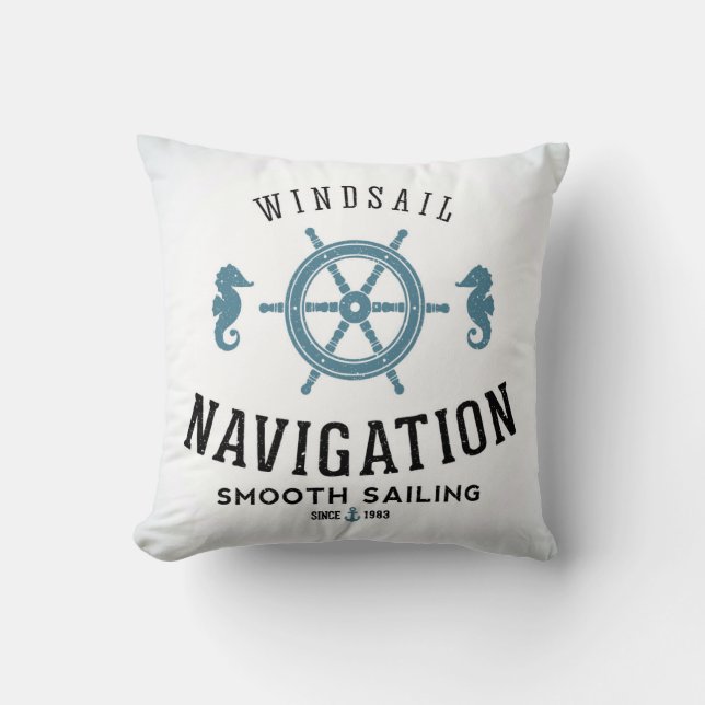 Windsail Navigation Poster Throw Pillow (Front)