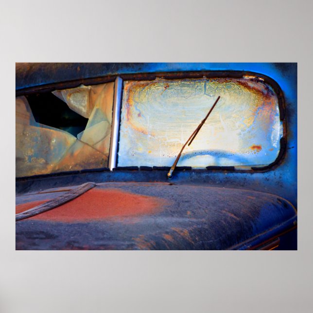 Windshield of an old rusty truck poster (Front)
