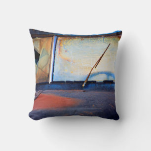 Windshield of an old rusty truck throw pillow
