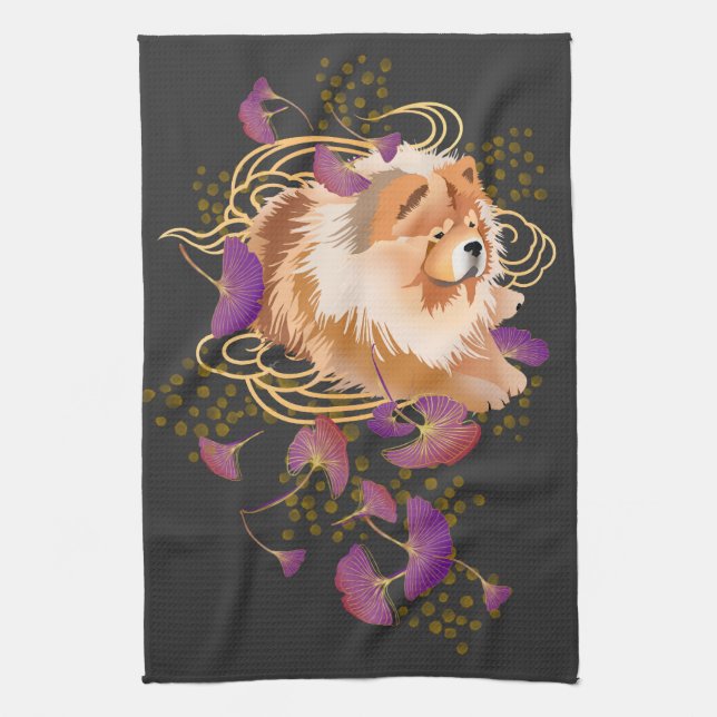 WINDSONG - Chow cascading leaves kitchen towel (Vertical)