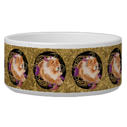WINDSONG gold background Ceramic Pet Bowl