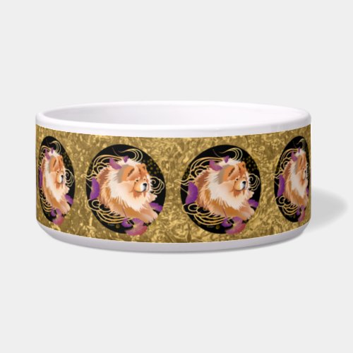 WINDSONG gold background Ceramic Pet Bowl