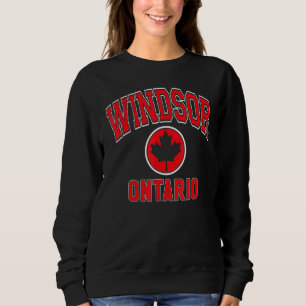 Windsor Canada Maple Leaf Circle Varsity Style Red Sweatshirt