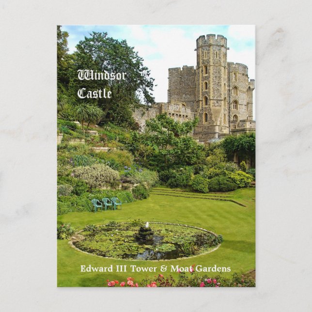 Windsor Castle - Edward III Tower & Moat Garden Postcard (Front)