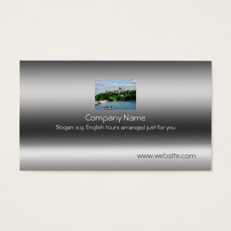 Windsor Castle from River Thames on metallic-look Business Card