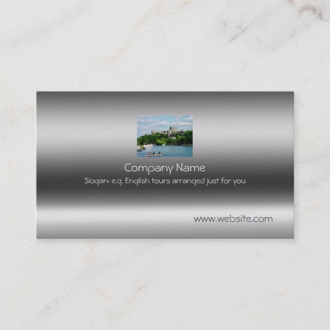 Windsor Castle from River Thames on metallic-look Business Card (Front)