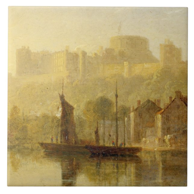 Windsor Castle from the Thames (oil on millboard) Ceramic Tile (Front)