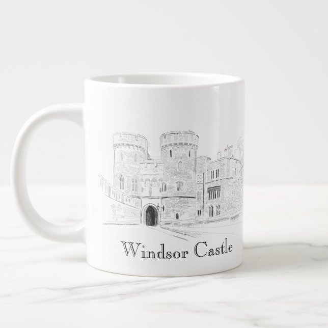 Windsor Castle Iconic Landmark Illustration Giant Coffee Mug (Left)