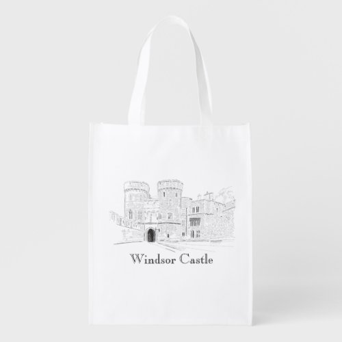 Windsor Castle Iconic Landmark Illustration Grocery Bag