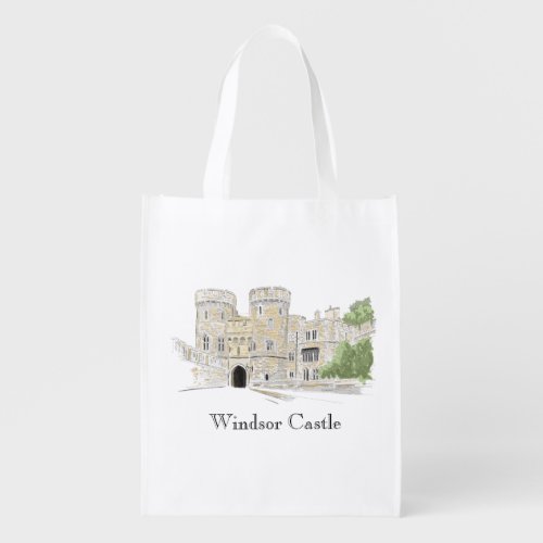 Windsor Castle Iconic Landmark Illustration Grocery Bag