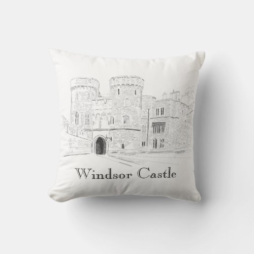 Windsor Castle Iconic Landmark Illustration Throw Pillow