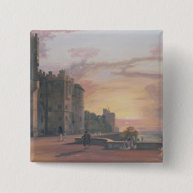 Windsor Castle: North Terrace looking west at suns Pinback Button (Front)