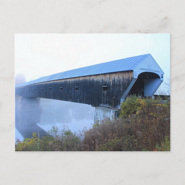 Windsor Cornish Covered Bridge in Fog Postcard (Front)